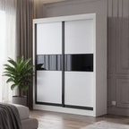 Odelia 4x6ft Black Frame Sliding Wardrobe - Plain Door | 150-16