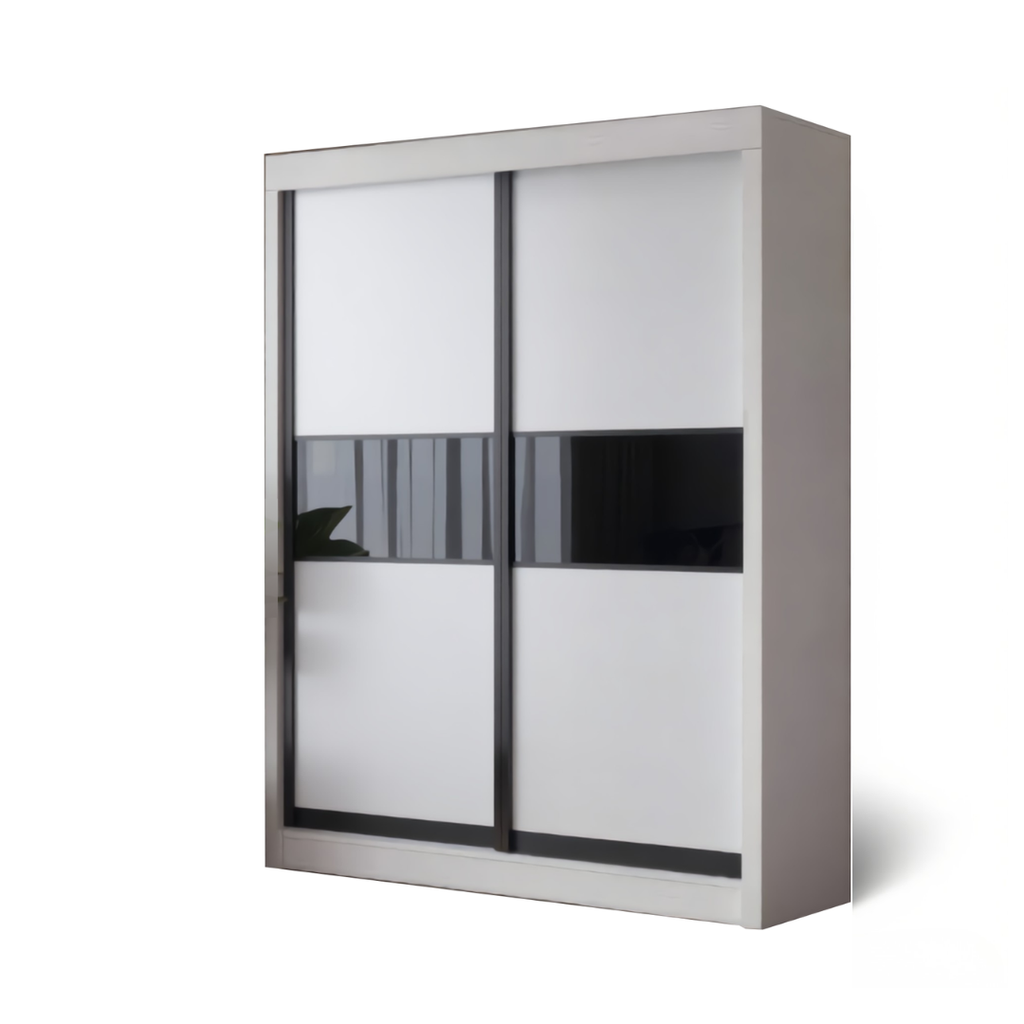 Odelia 4x6ft Black Frame Sliding Wardrobe - Plain Door | 150-16