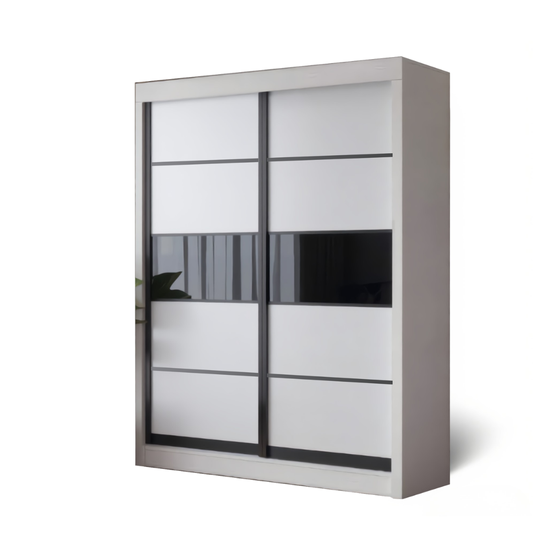 Odelia 4x6ft Black Frame Sliding Wardrobe - Line | 150-16