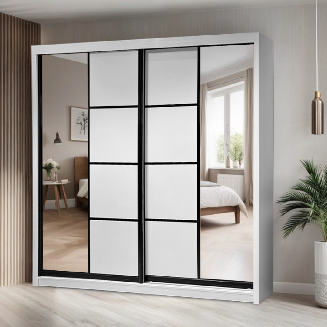 Bryan 8/6/5x8ft Wardrobe - Half Mirror Door | B 131-06