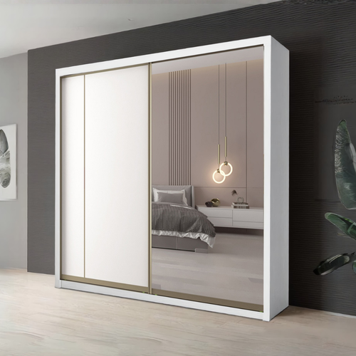Bennett 8/6/5x8ft Wardrobe - Half Mirror | B22-89 / 140-15