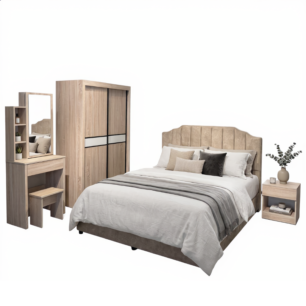 Xavier Oak Bedroom Set of 5 - 4x6ft | 150-32