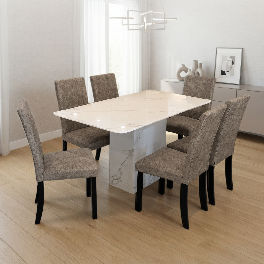 Jadore Smoke 6s Marble Table Dining Set | 65-24