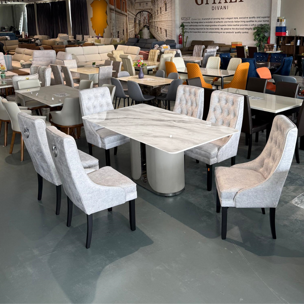Everly 6S Marble Dining Set | TJ19-14DT+156-03