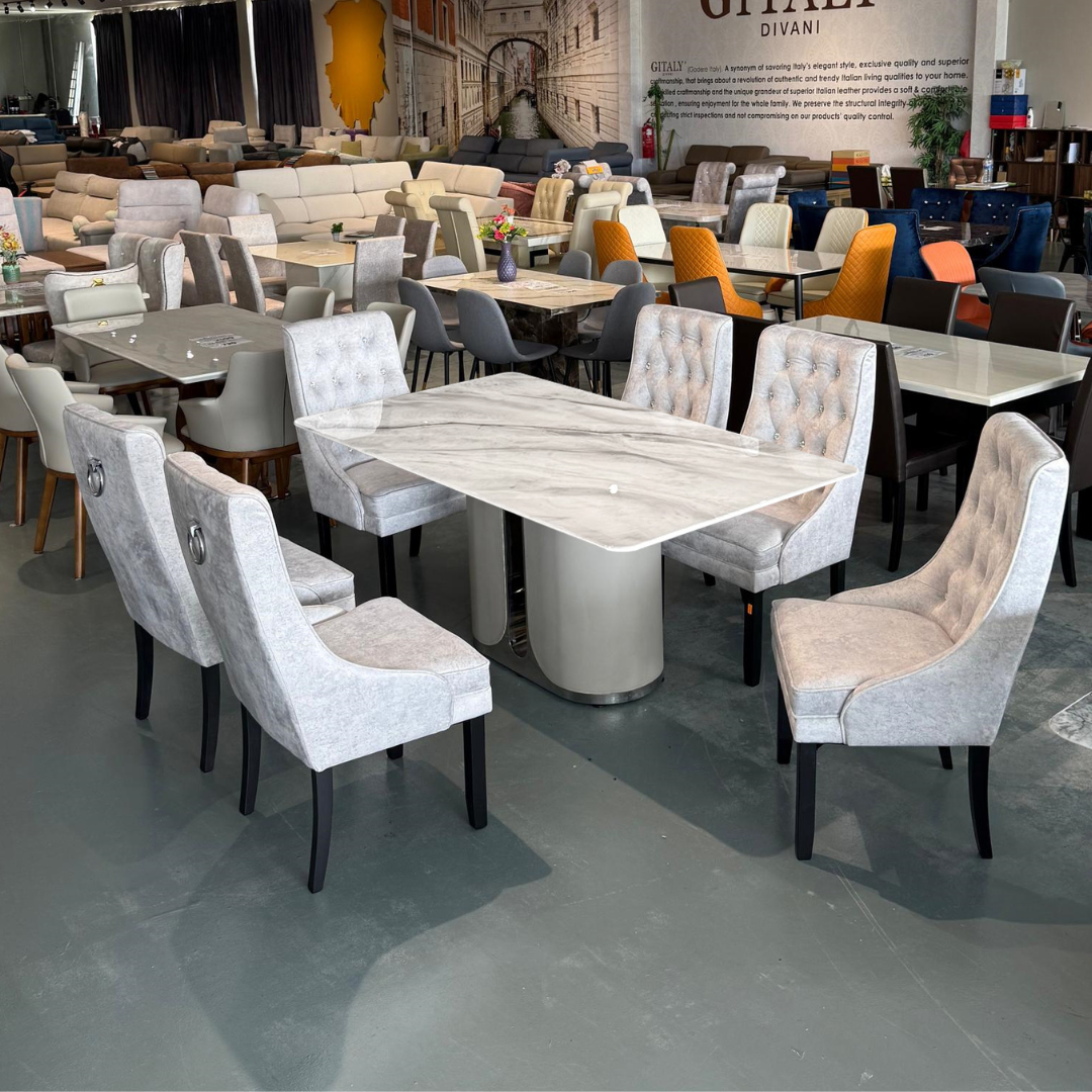 Everly 6S Marble Dining Set | TJ19-14DT+156-03