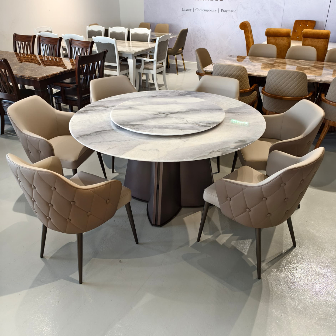 Muna Round Marble Dining Set