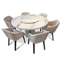 Coastal 6S Marble Round Dining Set | B96-17-150+B126-13
