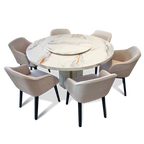 Coastal 6S Marble Round Dining Set | B96-17-150+B126-13