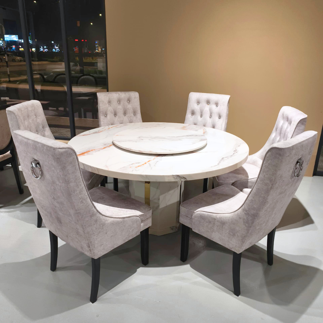 Nikki Marble Round Dining Set