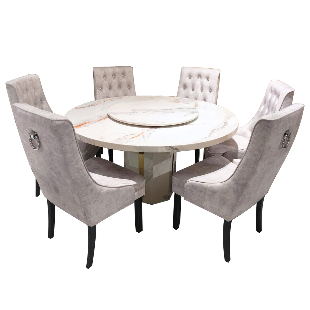 Nikki Marble Round Dining Set | B96-17-150+B156-03