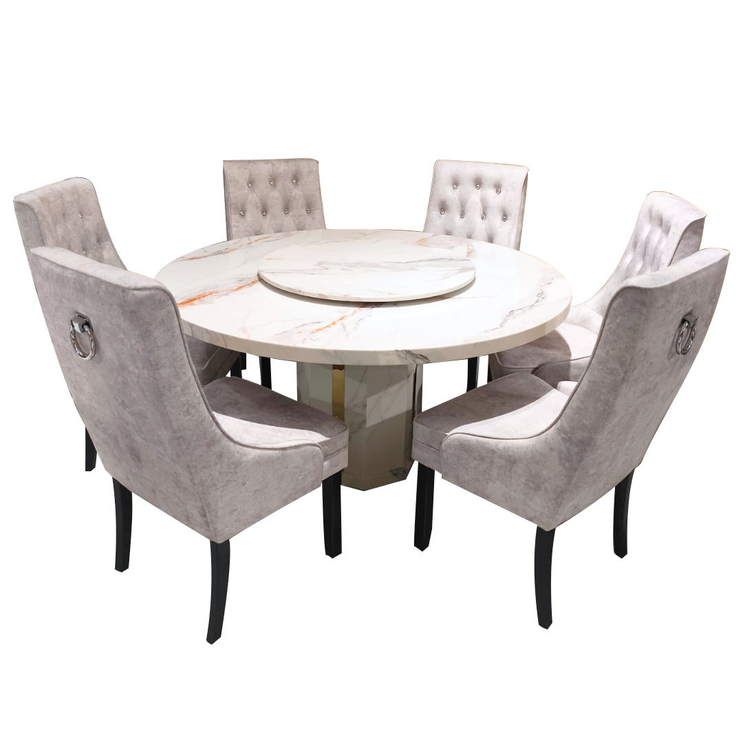 Nikki Marble Round Dining Set | B96-17-150+B156-03