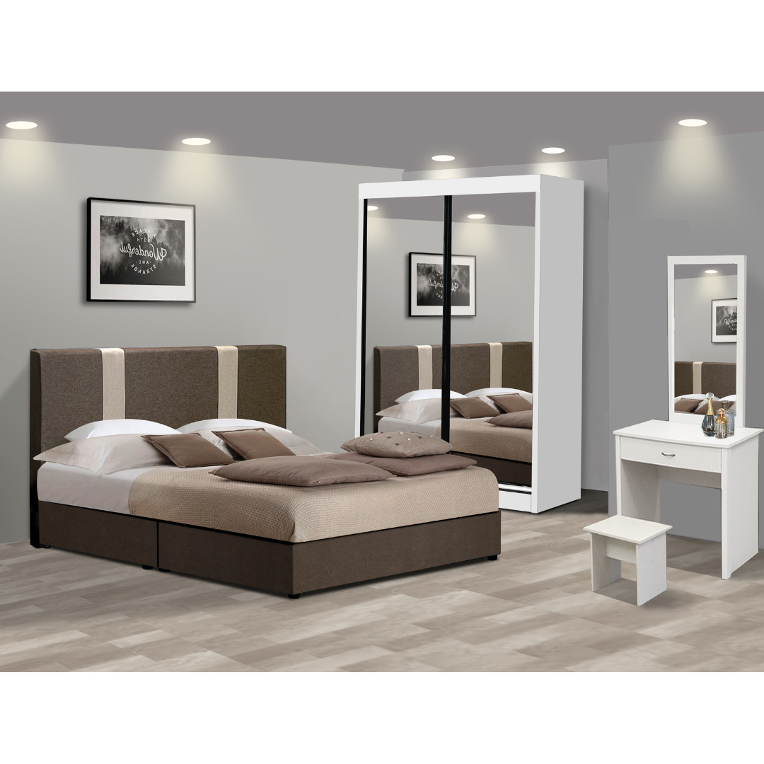 Vison Bedroom Set ~ Bedframe + Wardrobe + Dressing Table & Stool