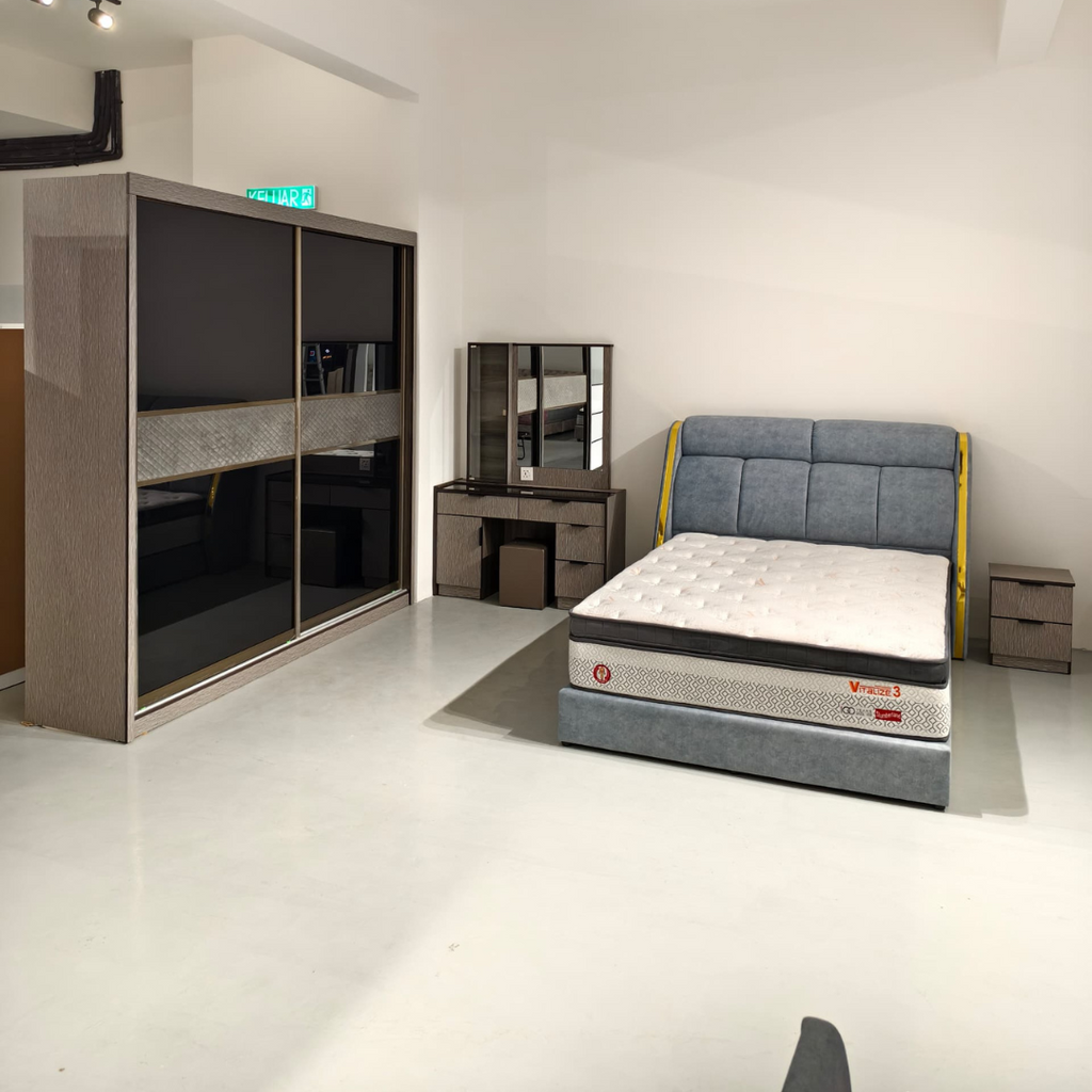Miya Bedroom Set ~ Bedframe + Wardrobe + Dressing Table & Stool + Side Table