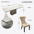 Lunara 6/8s Marble Dining Set | 156-60 / 165-50
