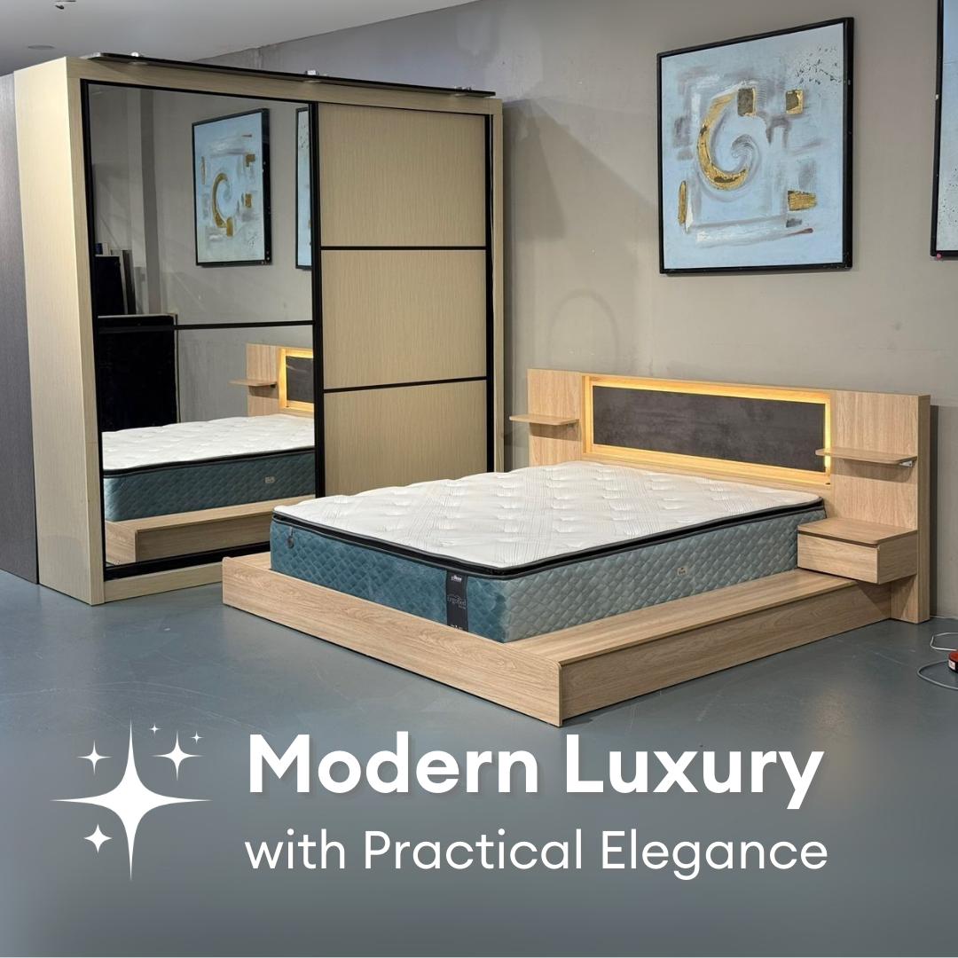 Japandi Tatami King/Queen Bedframe with LED | 131-33