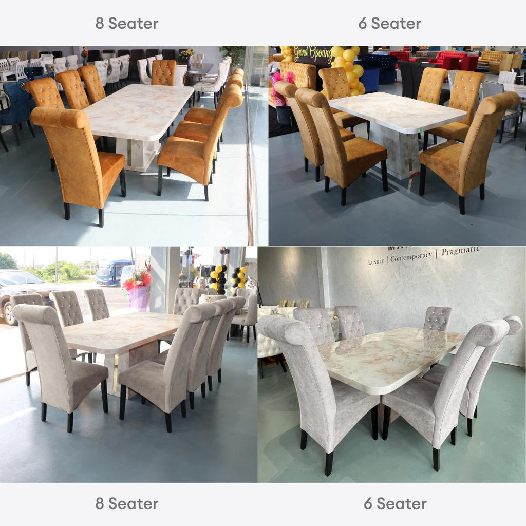 Vincent 8s Marble Dining Set | 71-17 + 126-05