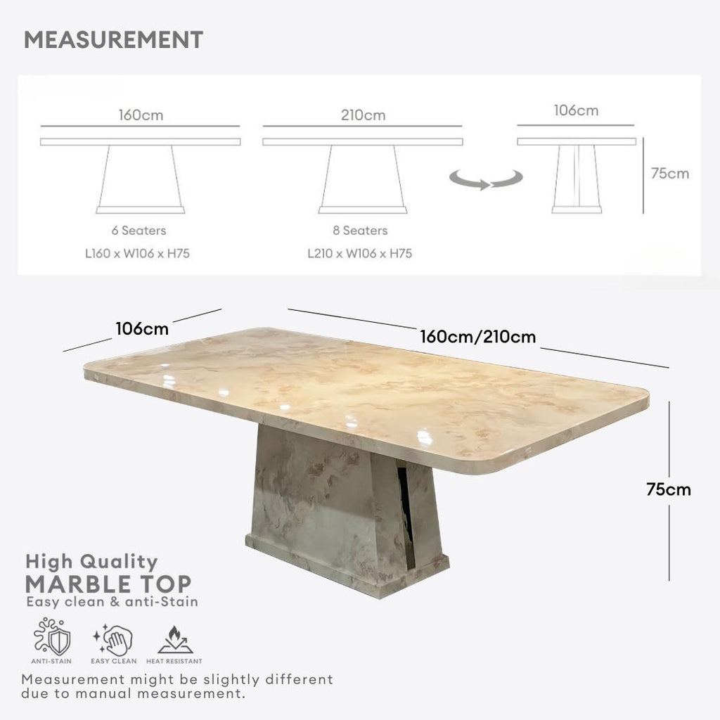 Vincent 8s Marble Dining Set | 71-17 + 126-05