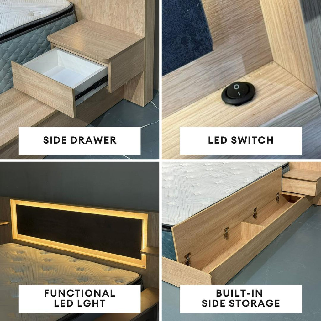 Japandi Tatami King/Queen Bedframe with LED | 131-33
