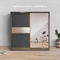 Brandon 8/6/5x8ft Wardrobe - 1 Black Glass + 1 Mirror Door | B 140-26