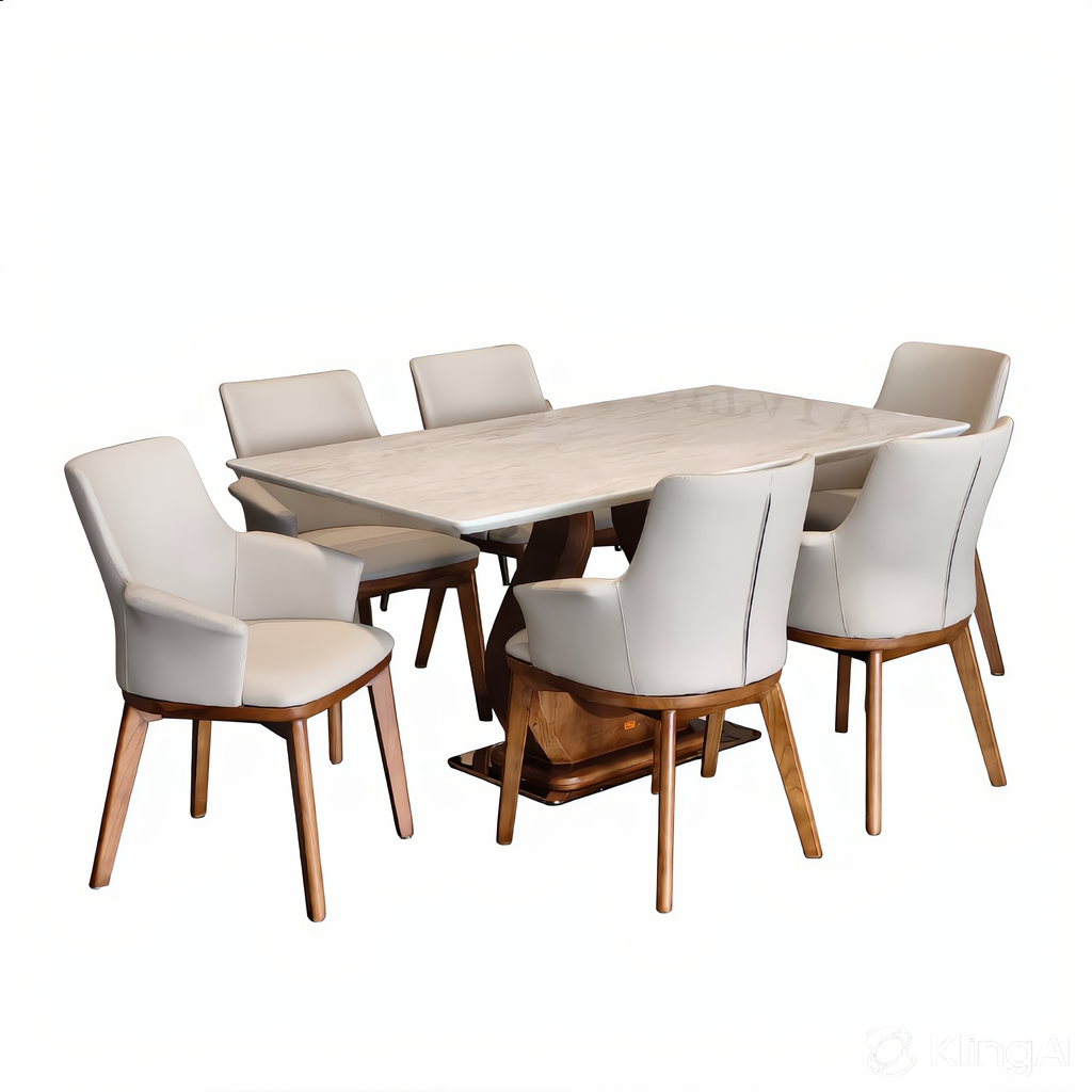 Jenna 6s Wood + Marble Dining Set | LC05-07