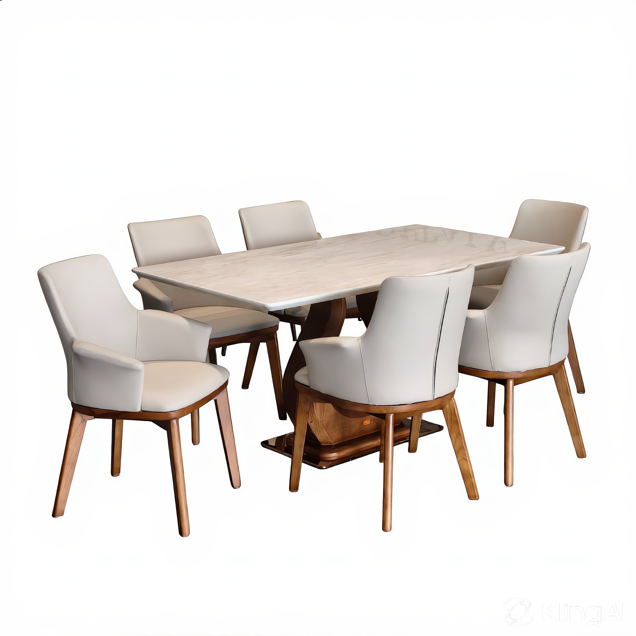 Jenna 6s Wood + Marble Dining Set | LC05-07