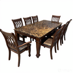 Bimba 8s Dark Brown Marble Dining Set | B9-08