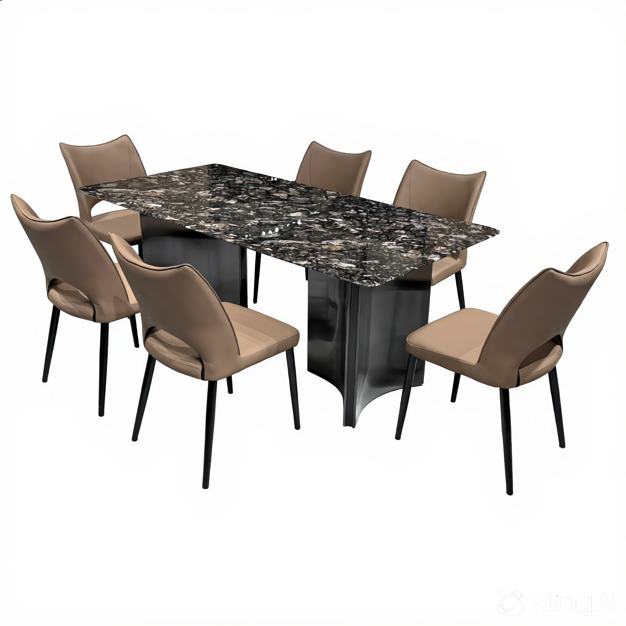 Luxea 6s Black Marble Dining Set | YB43