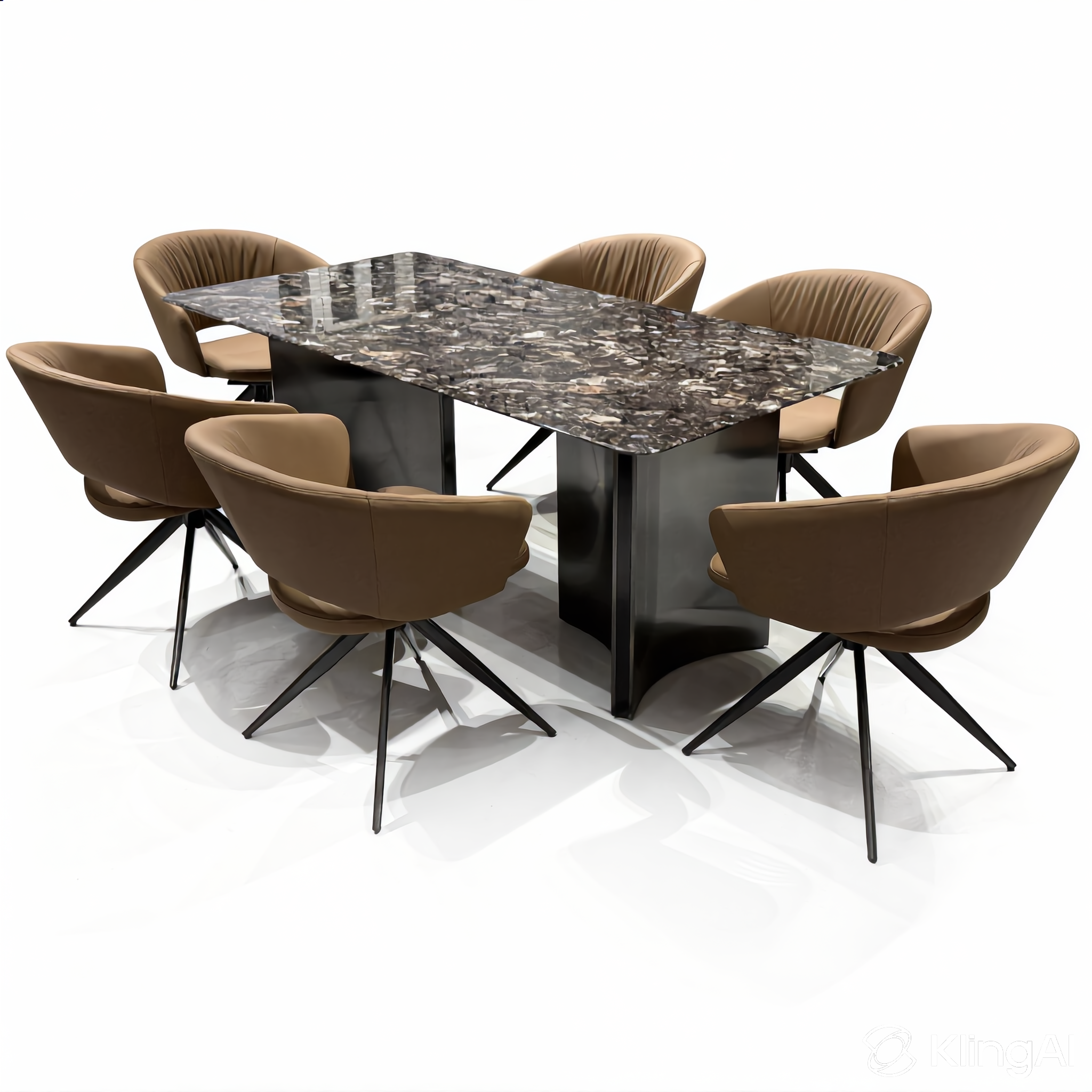 Axelia 6s Black Marble Top Dining Set | YB43 + TJ04-17