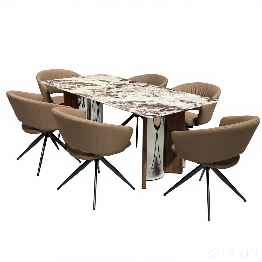 Axelia 6s White Marble Top Dining Set | YB72 + TJ04-17