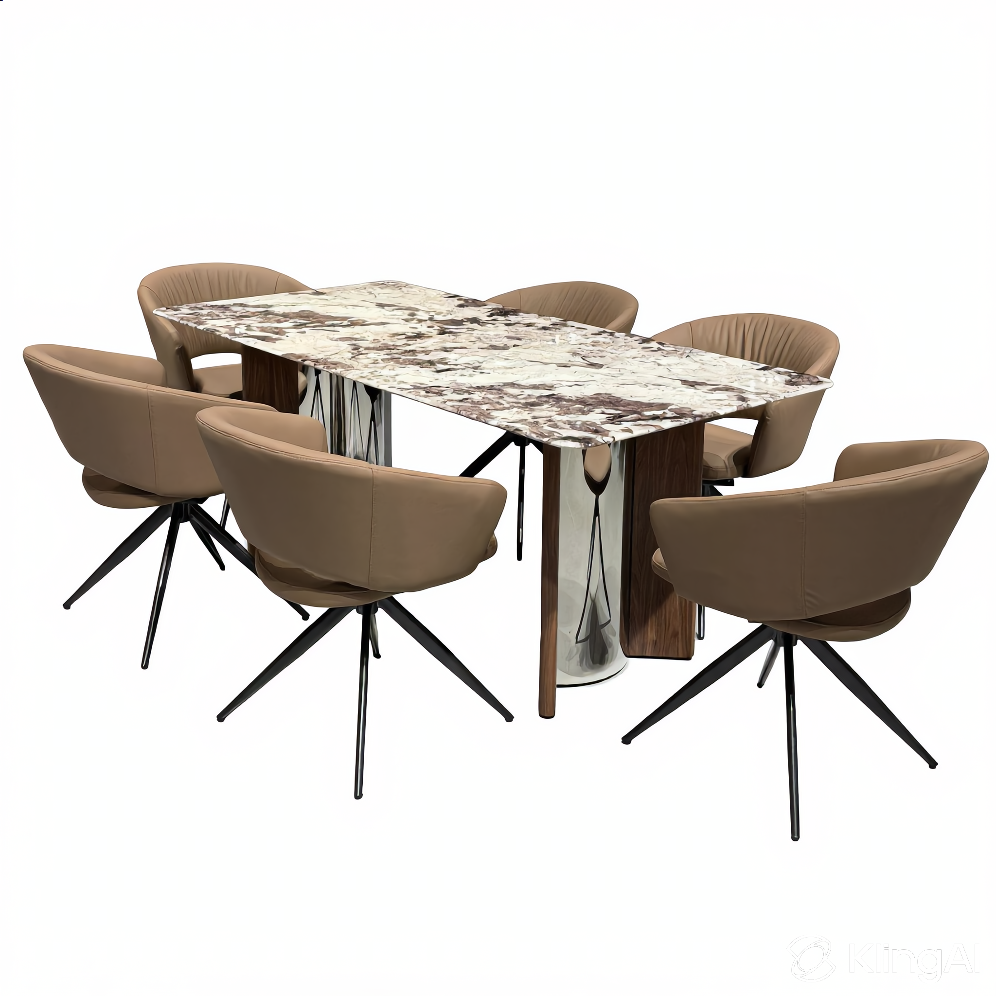 Axelia 6s White Marble Top Dining Set | YB72 + TJ04-17