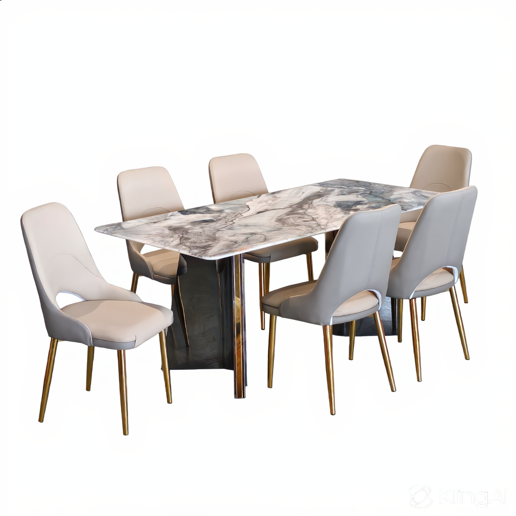 Gracie 6S Crystal Marble Dining Set | YB35
