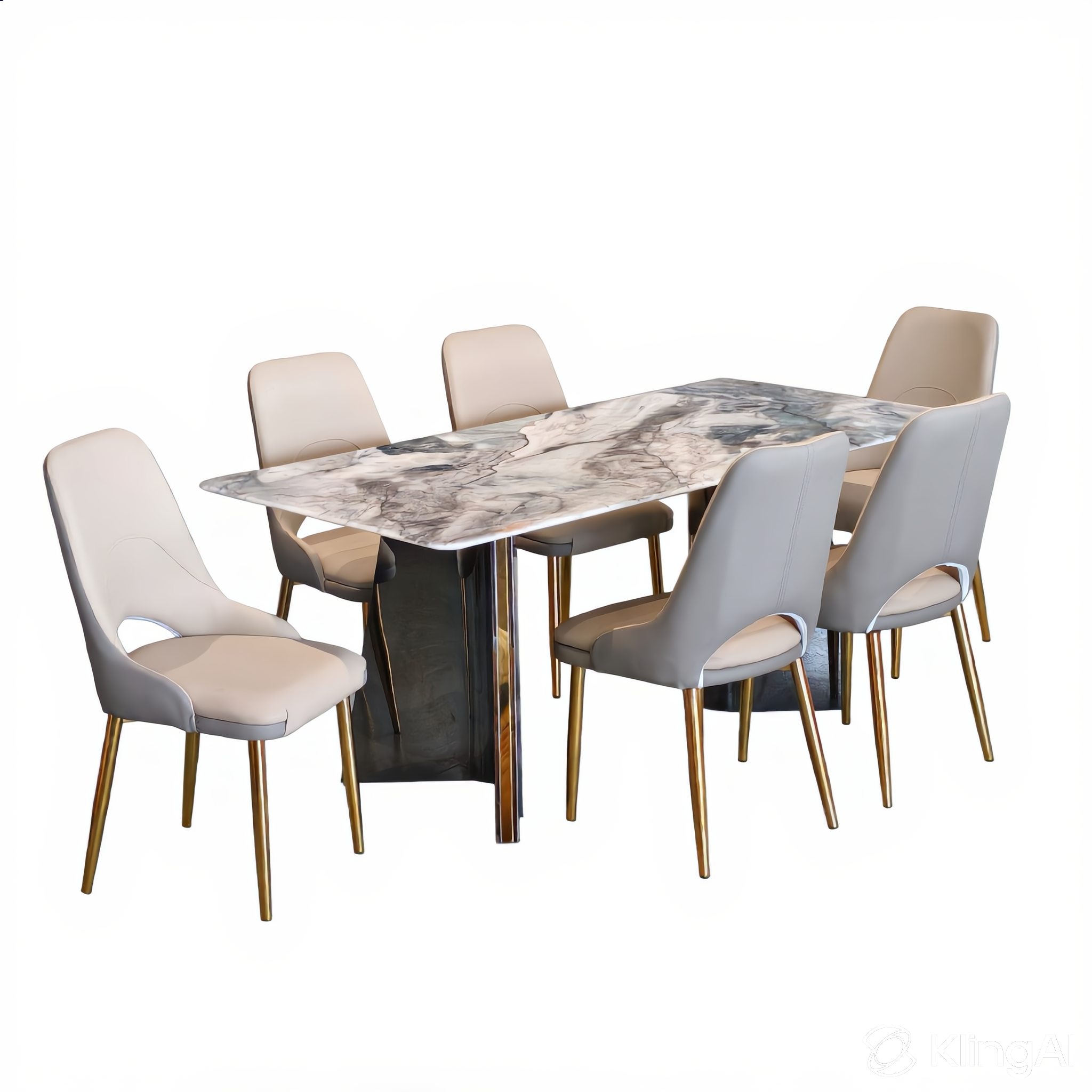 Gracie 6S Crystal Marble Dining Set | YB35