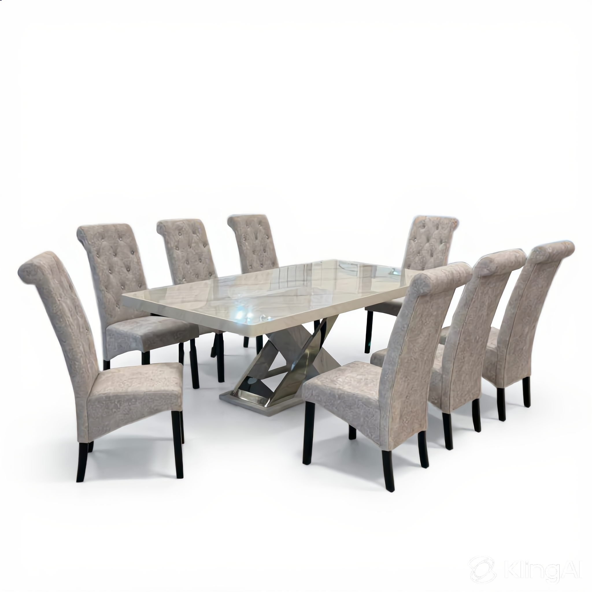 Janelle 8s Marble Dining Set | B156-80-DT-MT-H06-G + 126-05-WH