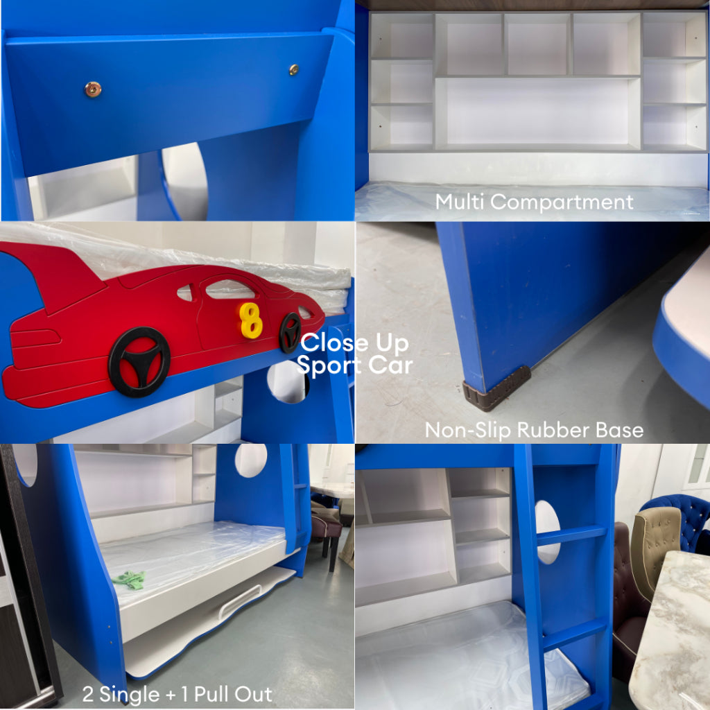 Ze Children Double Decker Bedframe | Hello Kitty/Sports Car | 131-01/02