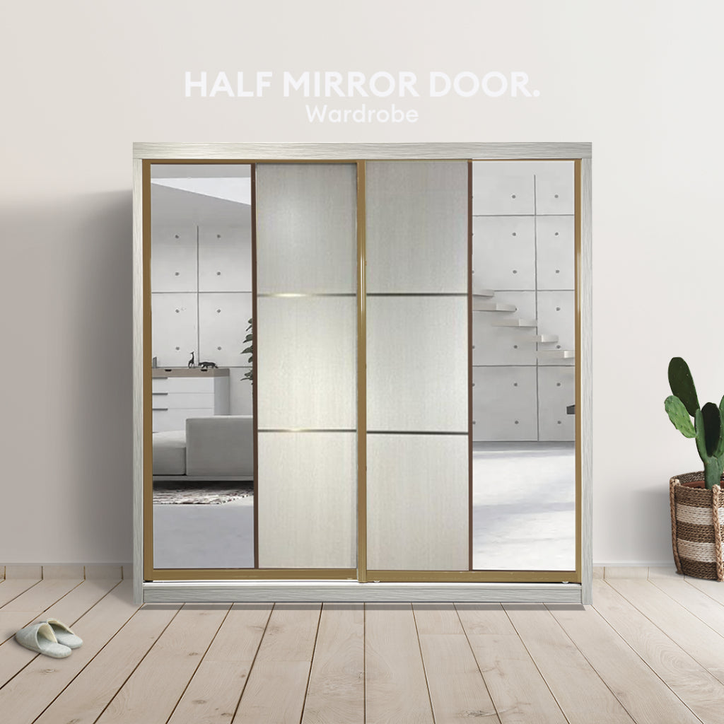 Gold Frame Anti-Jump Sliding Door Wardrobe