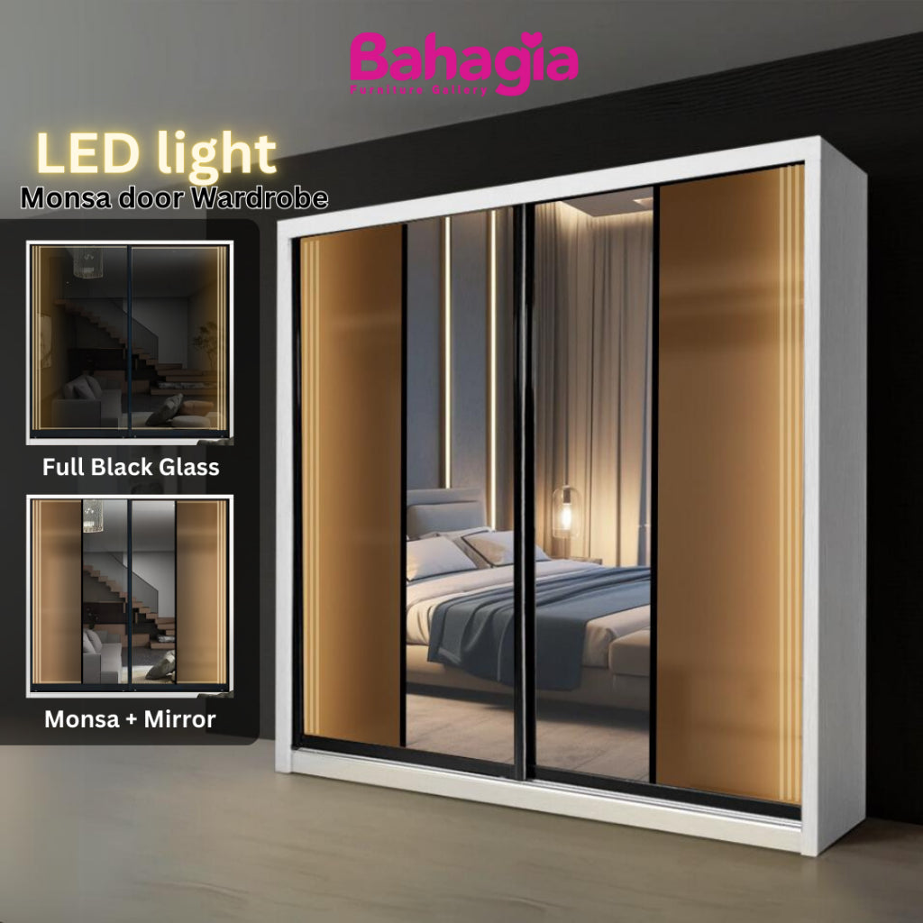 Vaten LED light Anti-Jump Sliding Doors Wardrobe