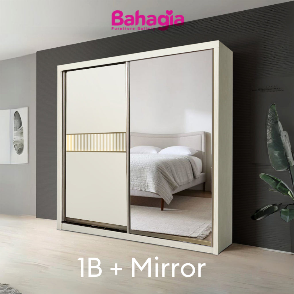 Kolva 8/6/5x8ft LED light Anti-Jump Sliding Doors Wardrobe | 140-28