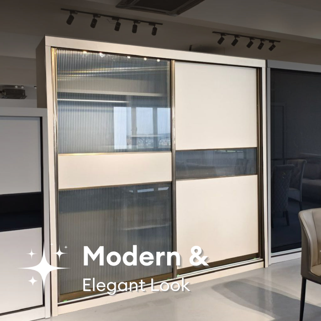 Kolva 8/6/5x8ft LED light Anti-Jump Sliding Doors Wardrobe | 140-28