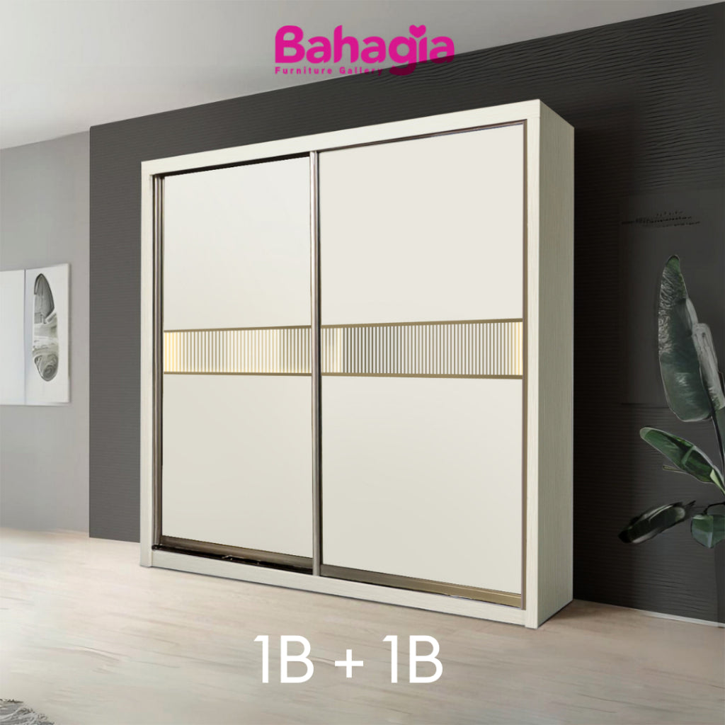 Kolva 8/6/5x8ft LED light Anti-Jump Sliding Doors Wardrobe | 140-28