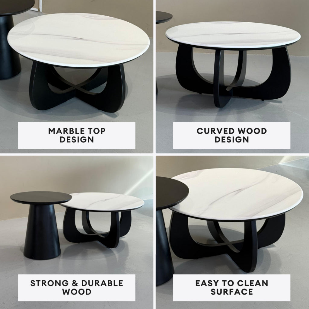 Kairo Duo Coffee Table - Marble + Wood | TJ24