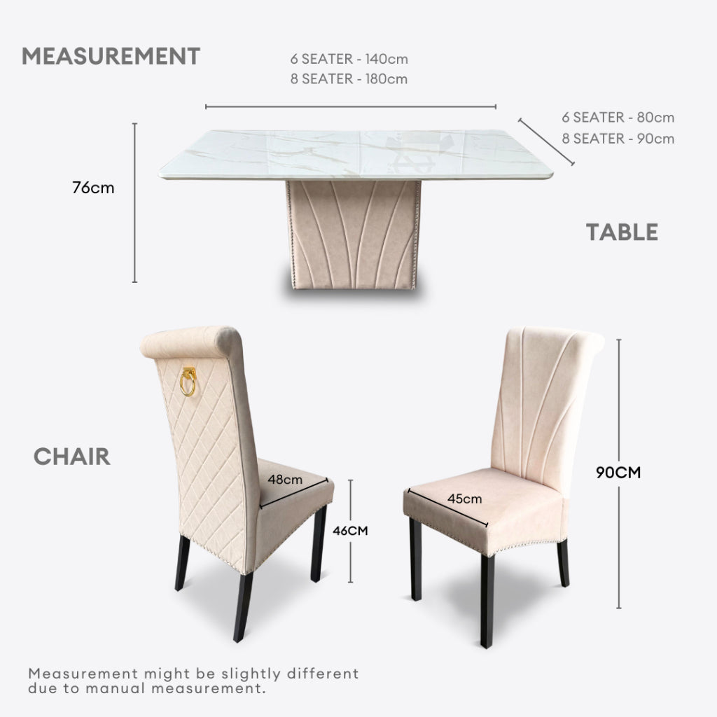Jaslene 6/8s Marble Dining Set | 156-52