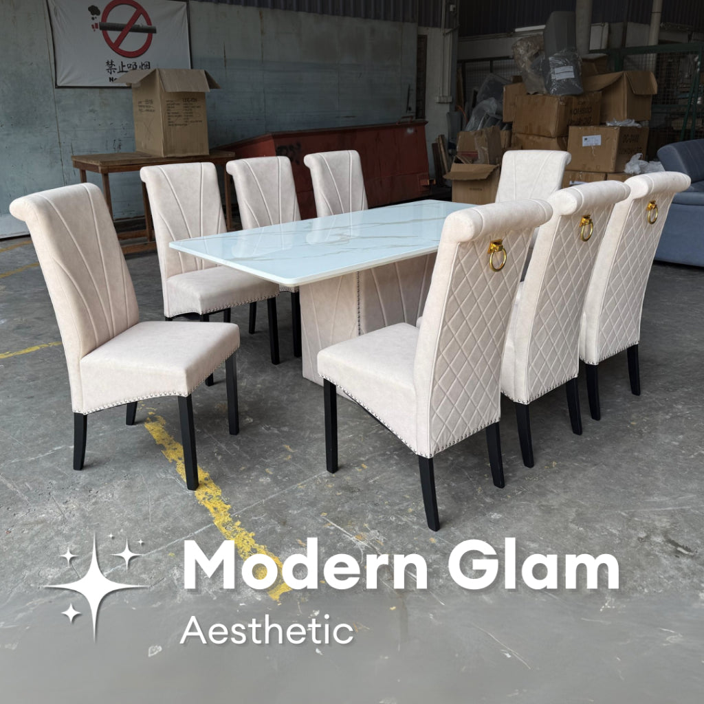 Jaslene 6/8s Marble Dining Set | 156-52