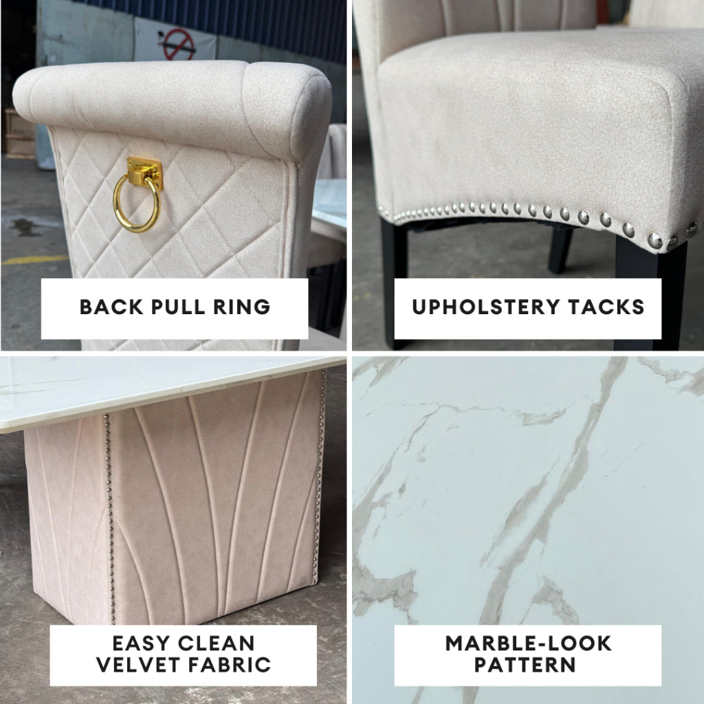 Jaslene 6/8s Marble Dining Set | 156-52
