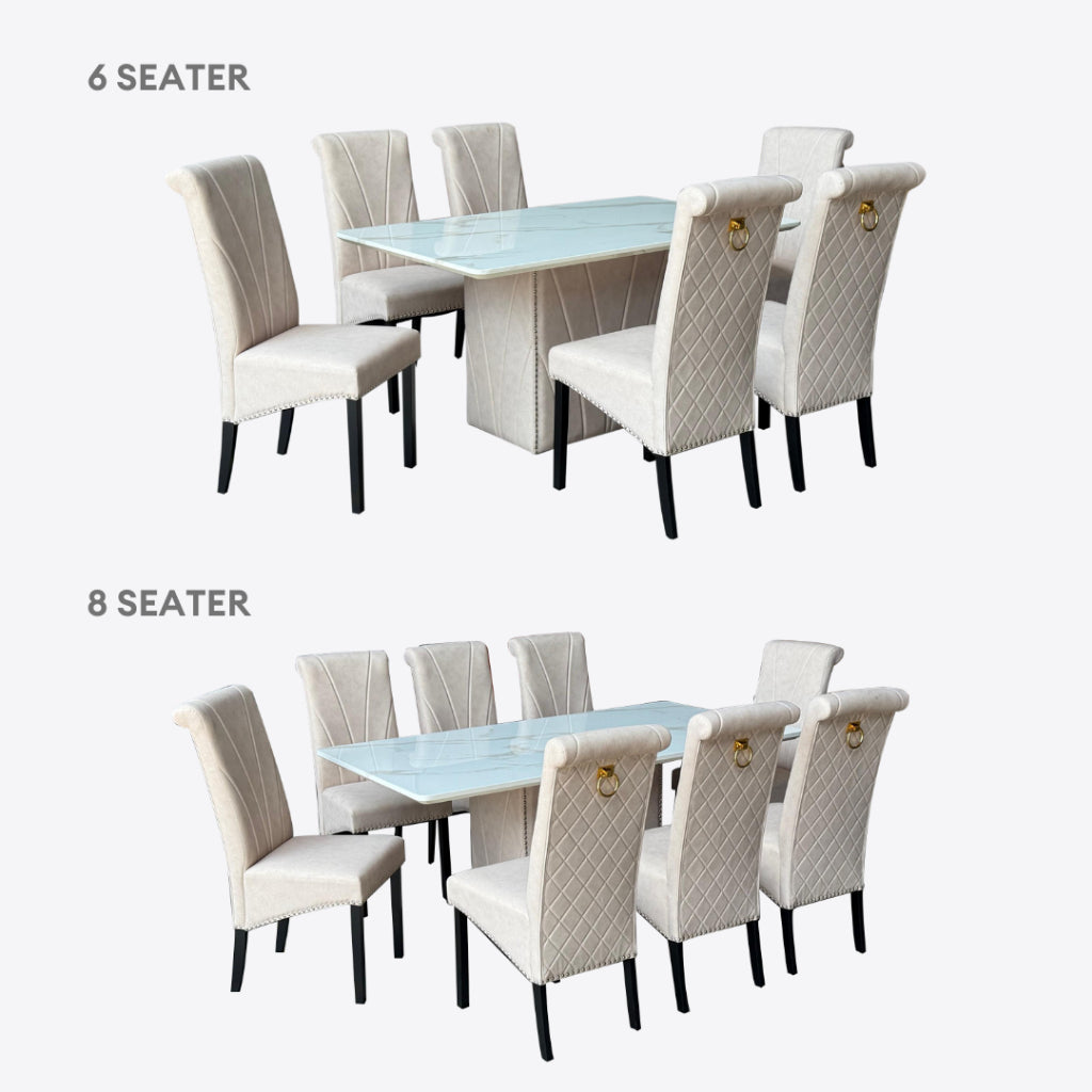 Jaslene 6/8s Marble Dining Set | 156-52
