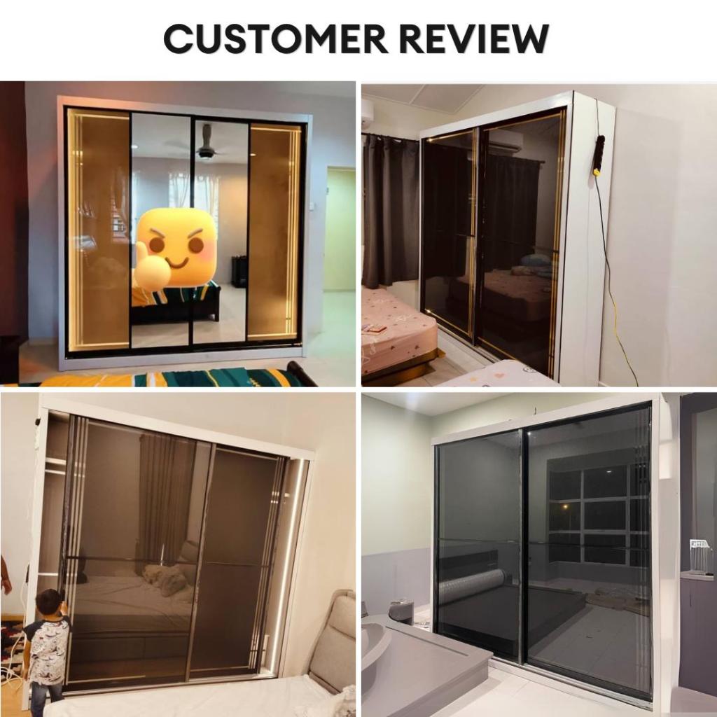 Bronza 8/6/5x8ft LED light Anti-Jump Sliding Doors Wardrobe | 140-21