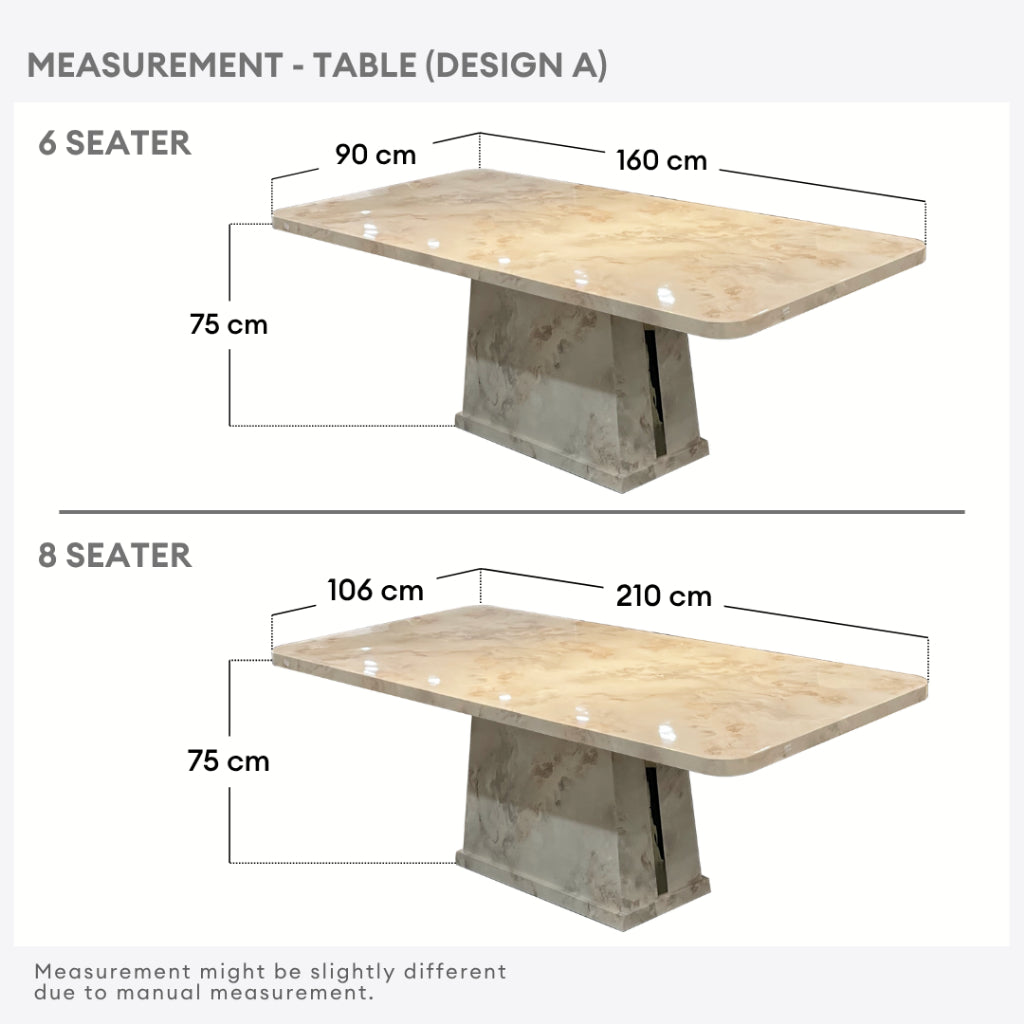 Leona Marble Dining Table - 6/8s | 71-17