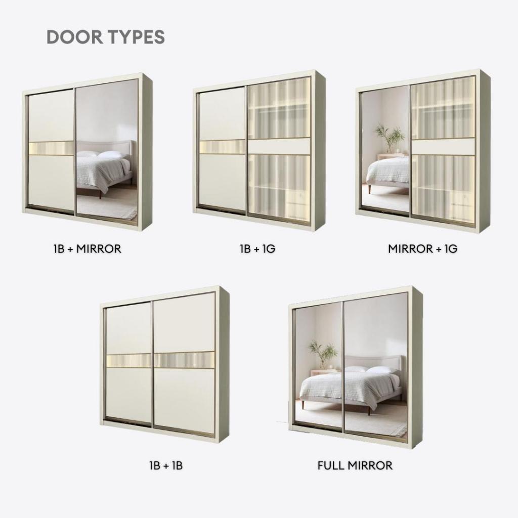 Kolva 8/6/5x8ft LED light Anti-Jump Sliding Doors Wardrobe | 140-28