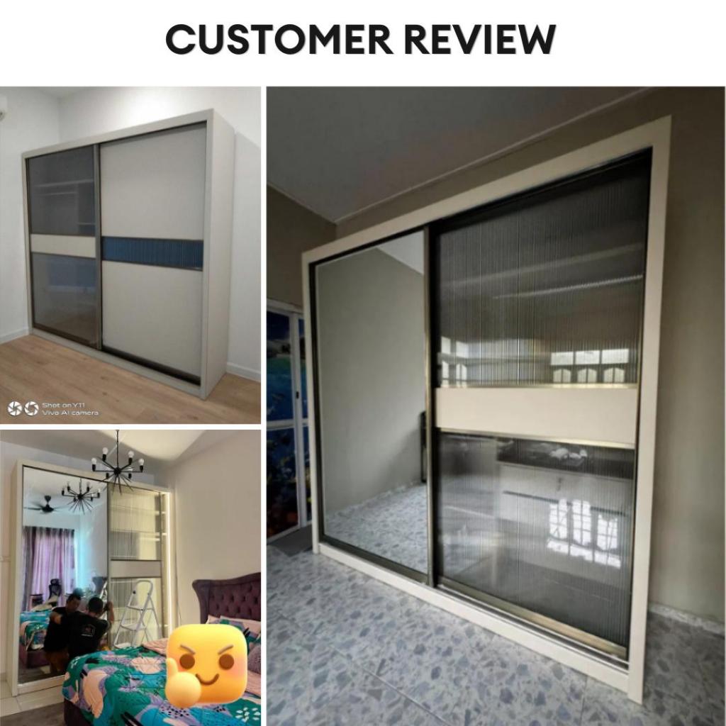 Kolva 8/6/5x8ft LED light Anti-Jump Sliding Doors Wardrobe | 140-28