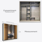 Bronza 8/6/5x8ft LED light Anti-Jump Sliding Doors Wardrobe | 140-21