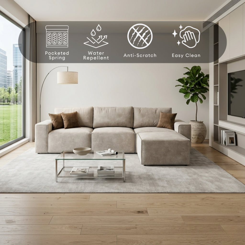Lewis 3 Seaters Sofa + Ottoman | 108-15